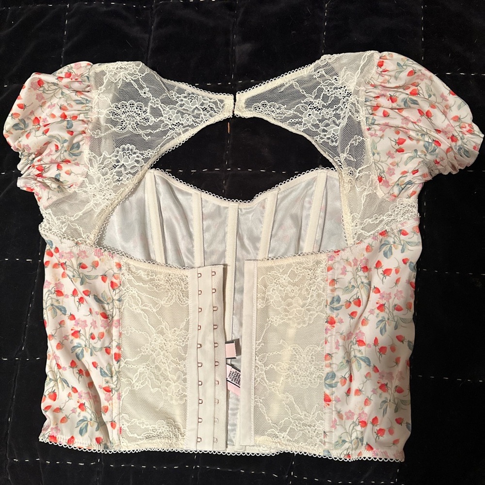 victoria’s secret strawberry corset top. size large - Picture 3 of 5